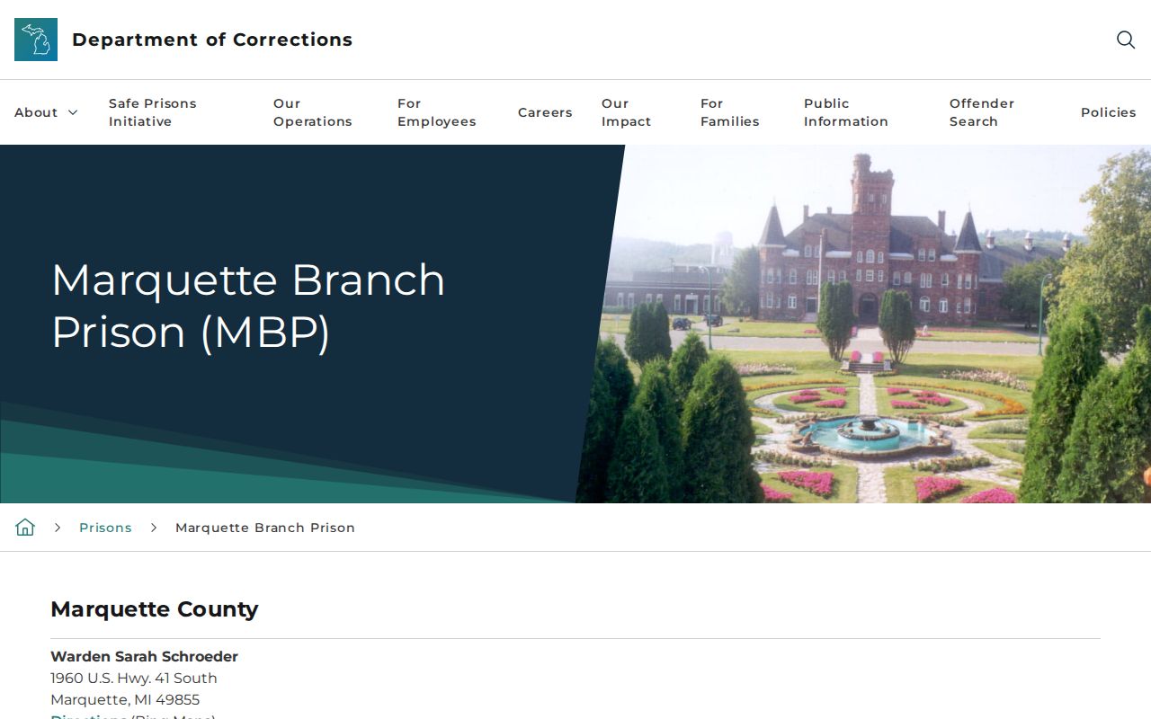 Marquette Branch Prison release and MDOC offender records page